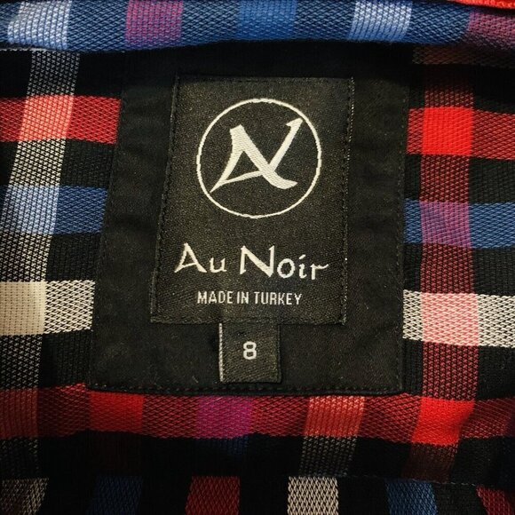Au Noir Mens Button Down Shirt Sz 8 4XL plaid RedBlue Long Sleeve Cufflink Shirt - Picture 11 of 15